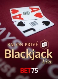 Blackjack Live Salon Privé no bet75 cassino online com cartas e apostas ao vivo